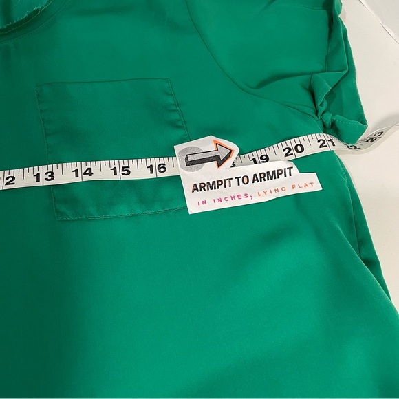 Original Penguin Kelly Green Silk Blouse Large - Picture 7 of 7